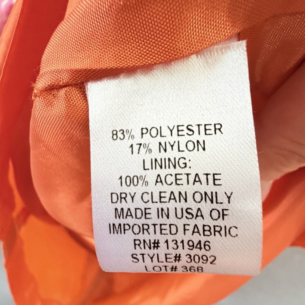 Bigio Collection Dress Womens Size 6 Pink Orange Jaquard Preppy Old Money Glam - Picture 4 of 7